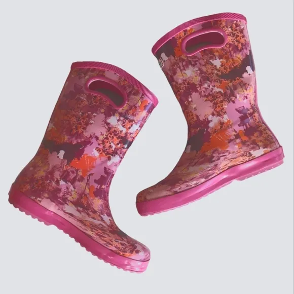 Hunter for Target Waterproof Rubber Tall Boots Big Girl 5 Pink Abstract