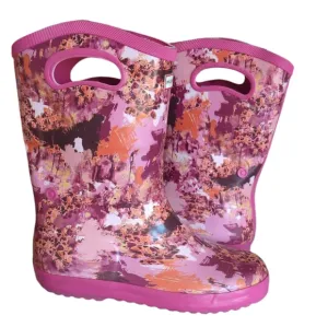 Hunter for Target Waterproof Rubber Tall Boots Big Girl 5 Pink Abstract