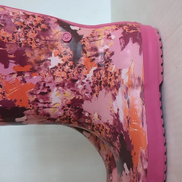 Hunter for Target Waterproof Rubber Tall Boots Big Girl 5 Pink Abstract