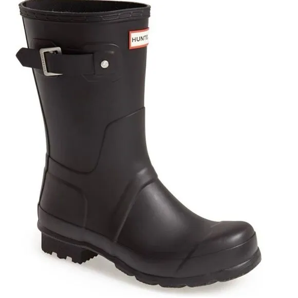 HUNTER Original Short Waterproof Rain Boot, Rubber Black, Size 11, NWT