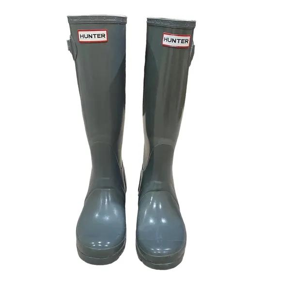 HUNTER ORIGINAL TALL GLOSS RUBBER RAIN BOOTS KNEE-HIGH HUNTER-GREEN SIZE US 6