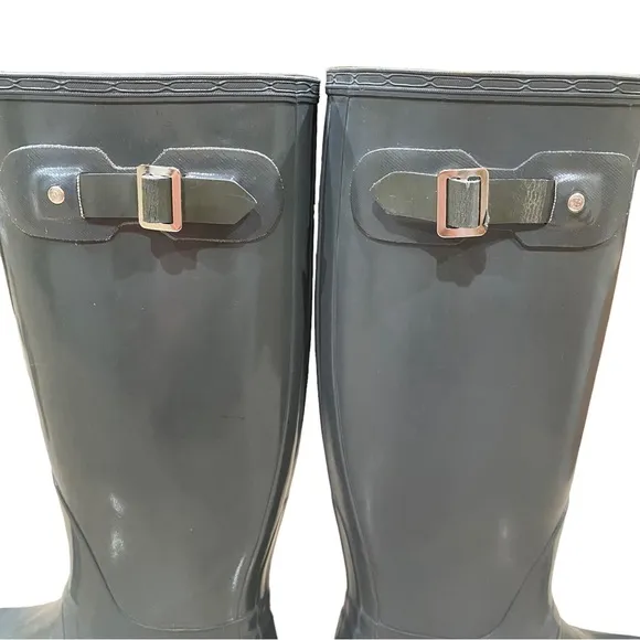 HUNTER ORIGINAL TALL GLOSS RUBBER RAIN BOOTS KNEE-HIGH HUNTER-GREEN SIZE US 6