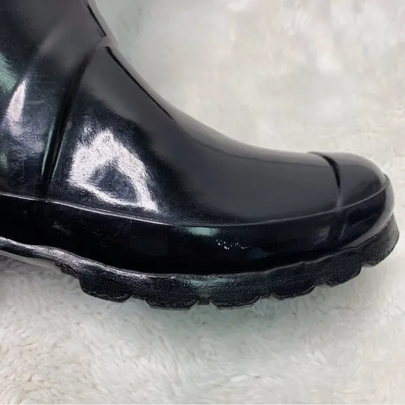 Hunter Women's Black Glossy Original Tall Waterproof Rain Boots Size 6M / 7F