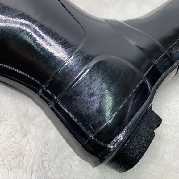 Hunter Women's Black Glossy Original Tall Waterproof Rain Boots Size 6M / 7F