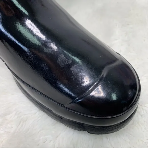 Hunter Women's Black Glossy Original Tall Waterproof Rain Boots Size 6M / 7F