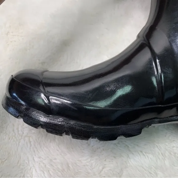 Hunter Women's Black Glossy Original Tall Waterproof Rain Boots Size 6M / 7F
