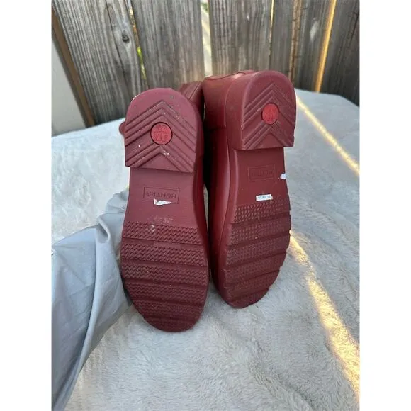 Hunter Women's Red Rain Boots Size 5 Waterproof Adjustable Buckle