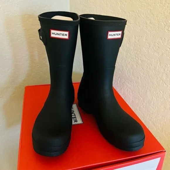 HUNTER Original Short Men's Waterproof Rain Boot, Rubber Black, Size 11, NWT