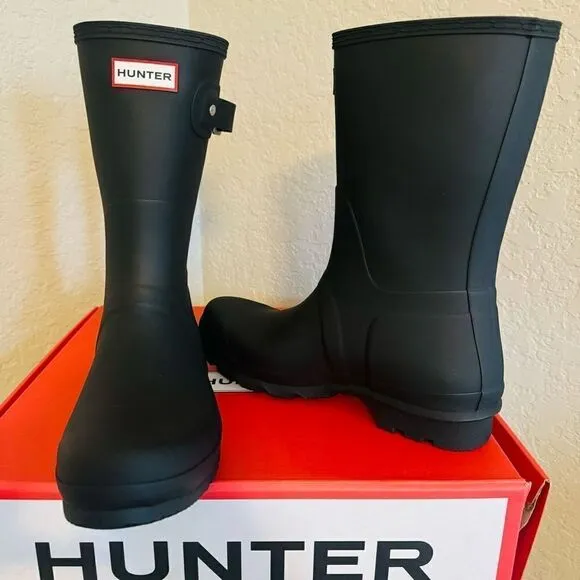 HUNTER Original Short Men's Waterproof Rain Boot, Rubber Black, Size 11, NWT