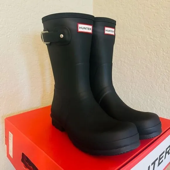HUNTER Original Short Men's Waterproof Rain Boot, Rubber Black, Size 11, NWT