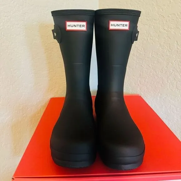 HUNTER Original Short Men's Waterproof Rain Boot, Rubber Black, Size 11, NWT