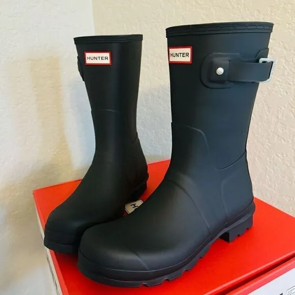 HUNTER Original Short Men's Waterproof Rain Boot, Rubber Black, Size 11, NWT