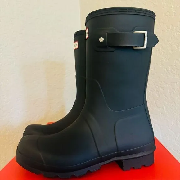 HUNTER Original Short Men's Waterproof Rain Boot, Rubber Black, Size 11, NWT