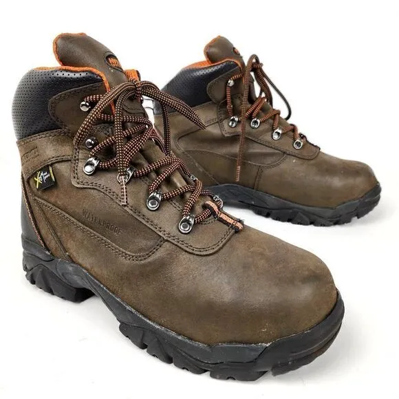 Hytest Brown Leather Men's Steel Toe EH Poron Work Boots Shoes Mens sz 8 K12451