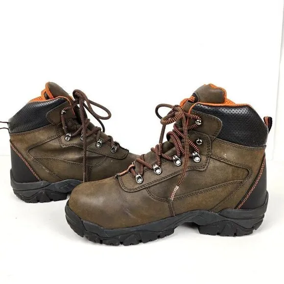 Hytest Brown Leather Men's Steel Toe EH Poron Work Boots Shoes Mens sz 8 K12451