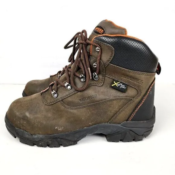 Hytest Brown Leather Men's Steel Toe EH Poron Work Boots Shoes Mens sz 8 K12451