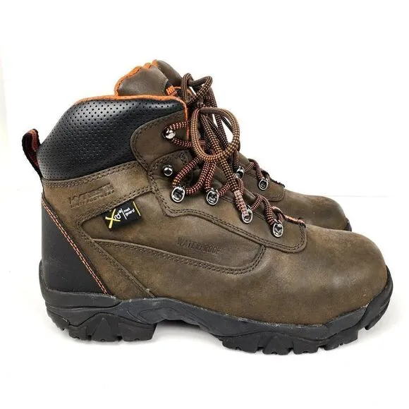 Hytest Brown Leather Men's Steel Toe EH Poron Work Boots Shoes Mens sz 8 K12451
