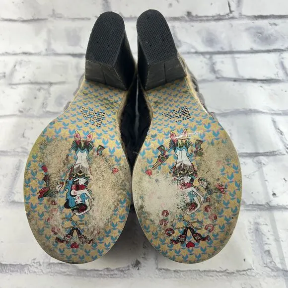 Irregular Choice Cupids Sun Hat Grey Womens 7 Platform High Heel Shoes Lace Up