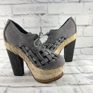Irregular Choice Cupids Sun Hat Grey Womens 7 Platform High Heel Shoes Lace Up