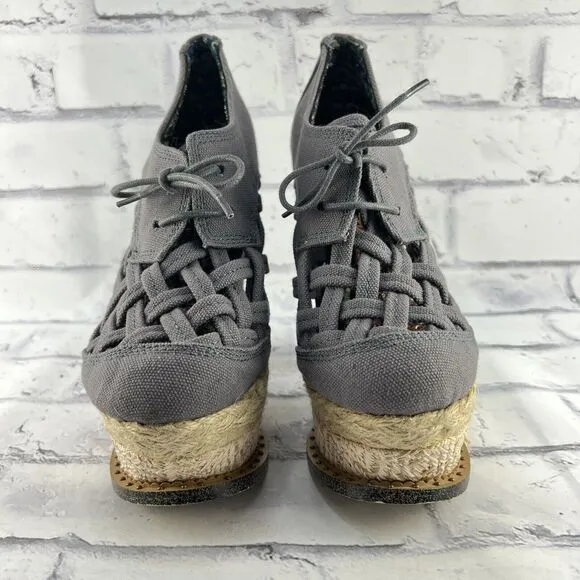 Irregular Choice Cupids Sun Hat Grey Womens 7 Platform High Heel Shoes Lace Up