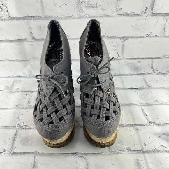 Irregular Choice Cupids Sun Hat Grey Womens 7 Platform High Heel Shoes Lace Up