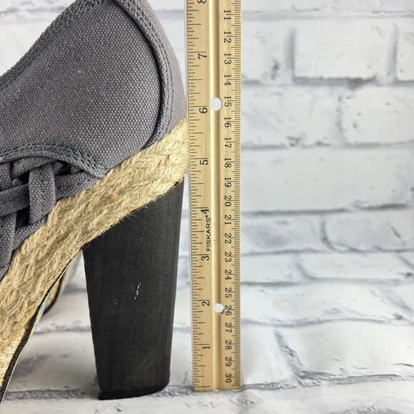 Irregular Choice Cupids Sun Hat Grey Womens 7 Platform High Heel Shoes Lace Up