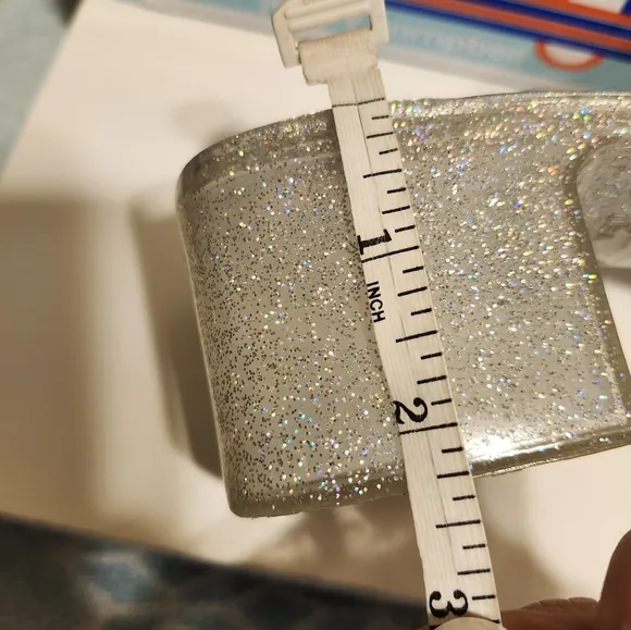 Jeffrey Campbell &quot;Bubblegum&quot; Silver Glitter Platform Plastic Sandals Sz.9 Ret$89