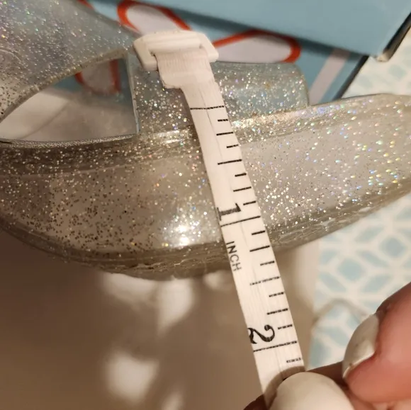 Jeffrey Campbell &quot;Bubblegum&quot; Silver Glitter Platform Plastic Sandals Sz.9 Ret$89