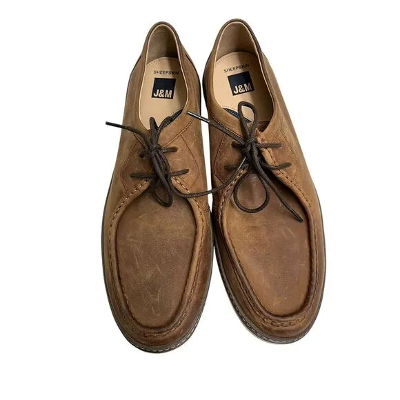 Johnston &amp;‎ Murphy McGuffey Moc Toe Shoes Tan Oiled Full Grain Sz 11.5 M