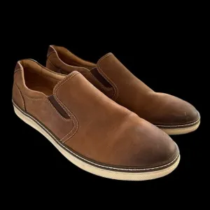 Johnston &amp; Murphy Men’s 11.5M Brown Leather McGuffey Slip On Loafers Shoes Work