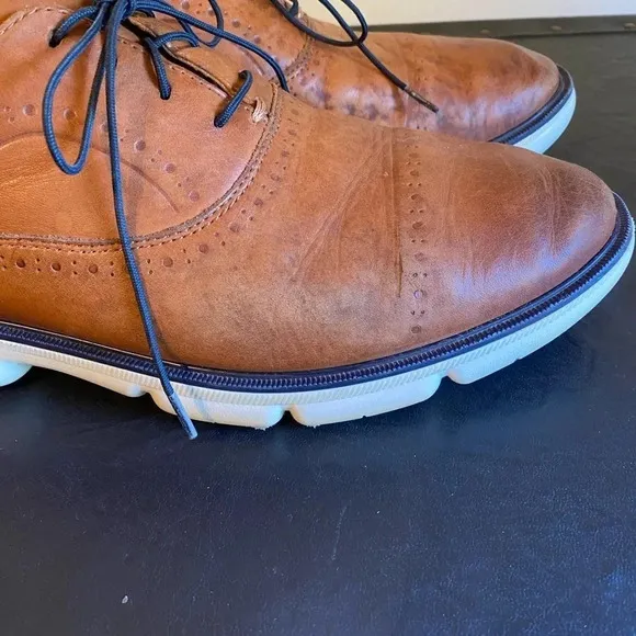 Johnston Murphy Tan Cap Toe Sneakers Waterproof White Sole Men’s Size 10-1/2 M.