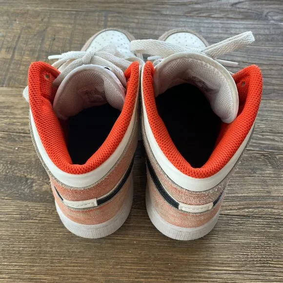 Jordan 1 Mid SE Orange Suede Shoes Sneakers DV1338-800 Boys 5Y US
