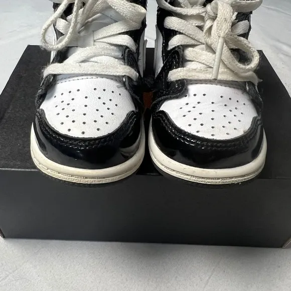 Jordan 1 Mid SE (TD) Black Gold Swoosh White Toddler Sneakers Shoes Size 6C