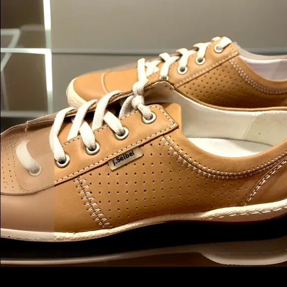 Josef Seibel Caspian Full Grain Leather Low Top Classic Sneaker Lace Up Sz7/Eu37