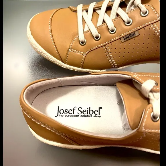 Josef Seibel Caspian Full Grain Leather Low Top Classic Sneaker Lace Up Sz7/Eu37