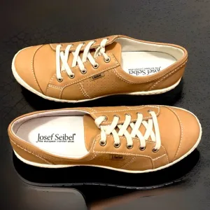Josef Seibel Caspian Full Grain Leather Low Top Classic Sneaker Lace Up Sz7/Eu37