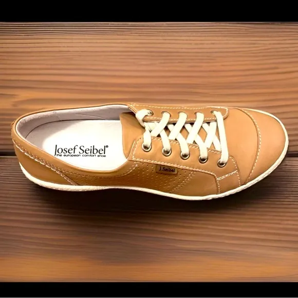 Josef Seibel Caspian Full Grain Leather Low Top Classic Sneaker Lace Up Sz7/Eu37