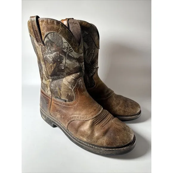 Justin Camo Work Boots Mens 13D Waterproof Stampede WK4675 Round Toe Boots