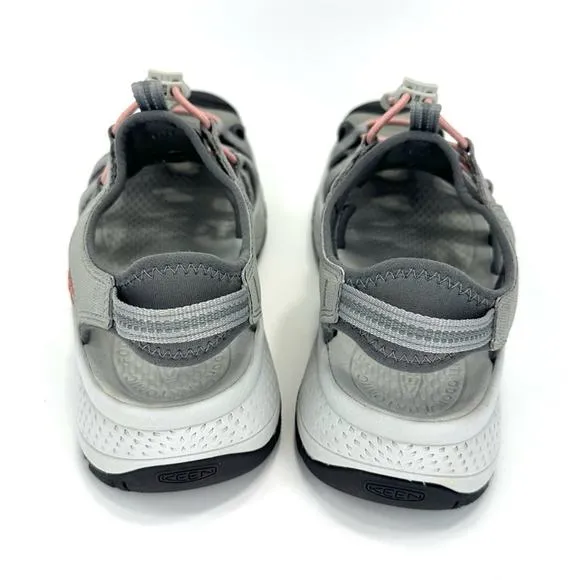 KEEN &quot;ASTORIA&quot; GRAY PINK AND BLACK WEST CLOSED TOE OUTDOOR SANDALS