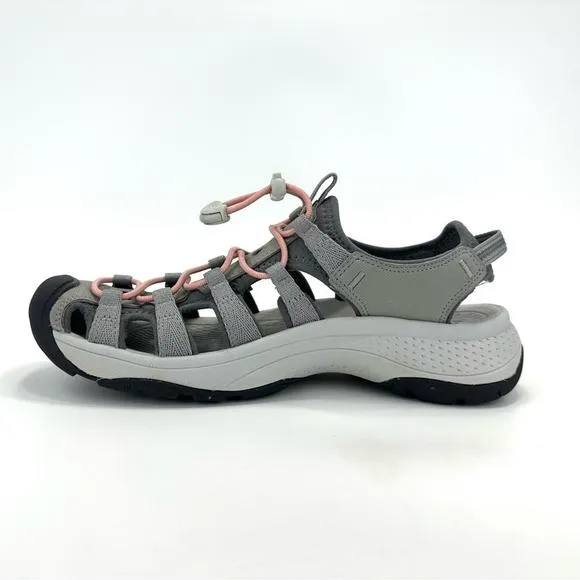 KEEN &quot;ASTORIA&quot; GRAY PINK AND BLACK WEST CLOSED TOE OUTDOOR SANDALS