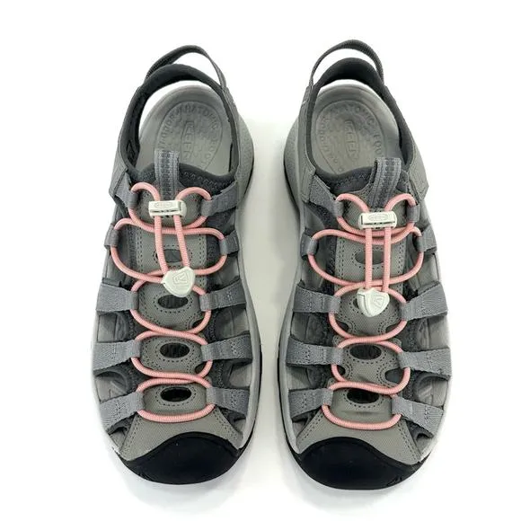 KEEN &quot;ASTORIA&quot; GRAY PINK AND BLACK WEST CLOSED TOE OUTDOOR SANDALS