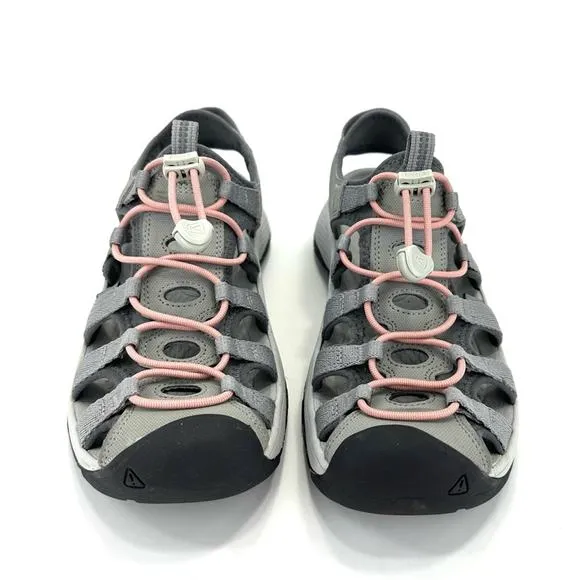 KEEN &quot;ASTORIA&quot; GRAY PINK AND BLACK WEST CLOSED TOE OUTDOOR SANDALS