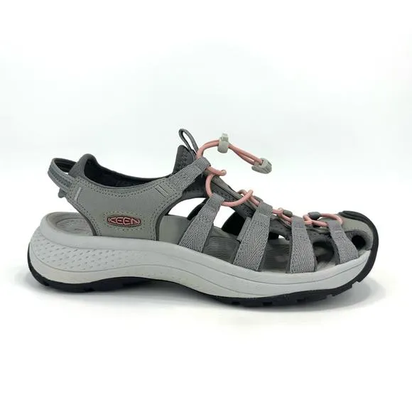 KEEN &quot;ASTORIA&quot; GRAY PINK AND BLACK WEST CLOSED TOE OUTDOOR SANDALS