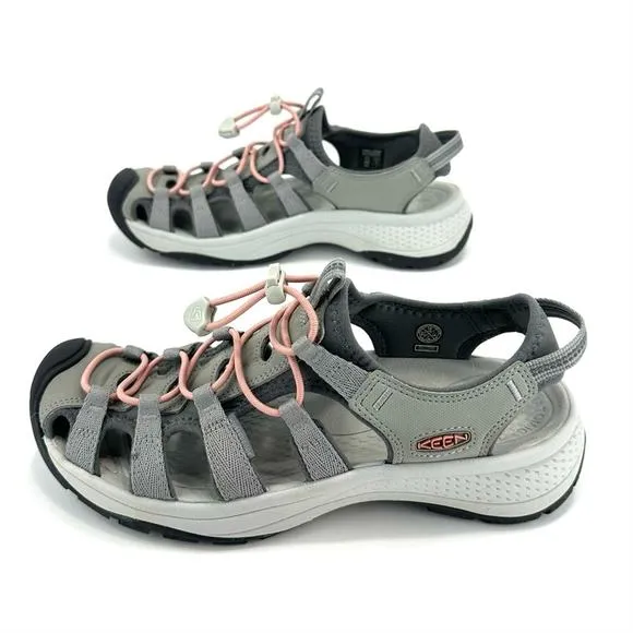 KEEN &quot;ASTORIA&quot; GRAY PINK AND BLACK WEST CLOSED TOE OUTDOOR SANDALS