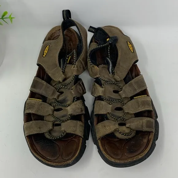 Keen Brown Leather Waterproof Quick Tie Sandals Men’s Size 12