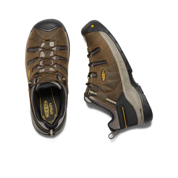 KEEN Flint II Soft-Toe Work Shoes Mens Cascade Brown/Golden Rod 1023241D Sz 12