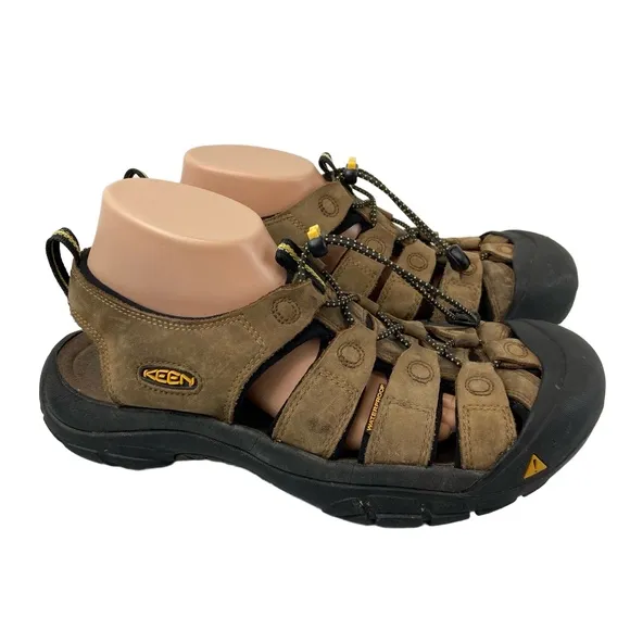 KEEN Mens 11.5 Brown Leather Newport Closed Toe Water Sandals Trail Washable
