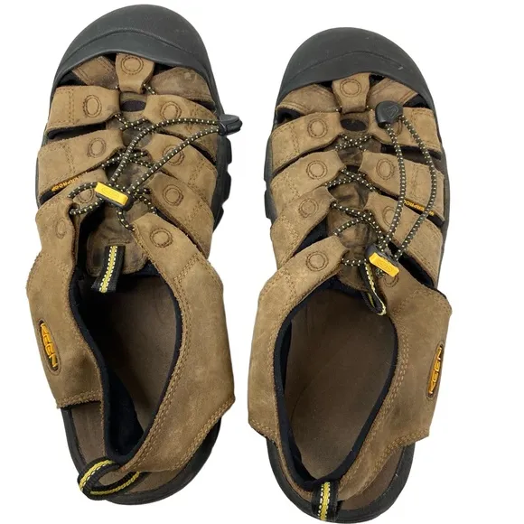 KEEN Mens 11.5 Brown Leather Newport Closed Toe Water Sandals Trail Washable