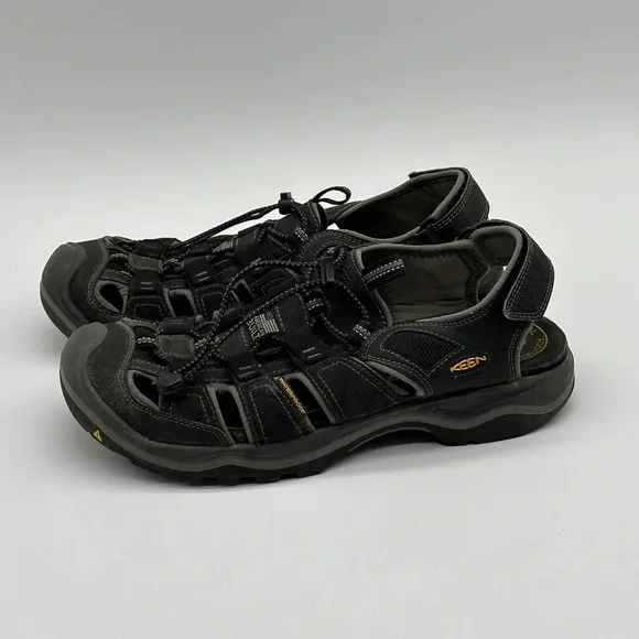Keen Men's Rialto Closed Toe Waterproof Leather Sandal-Bison/Black Size  11.5