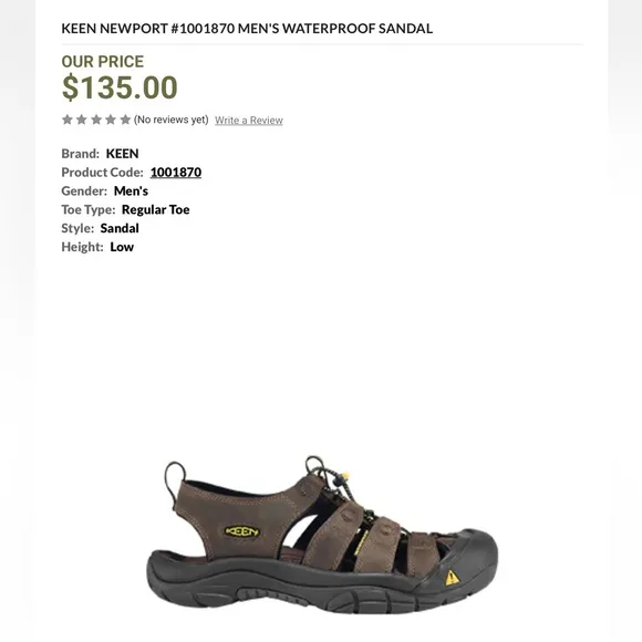 KEEN NEWPORT #1001870 MEN'S WATERPROOF SANDAL Brown Outdoor Sandals Size 8.5